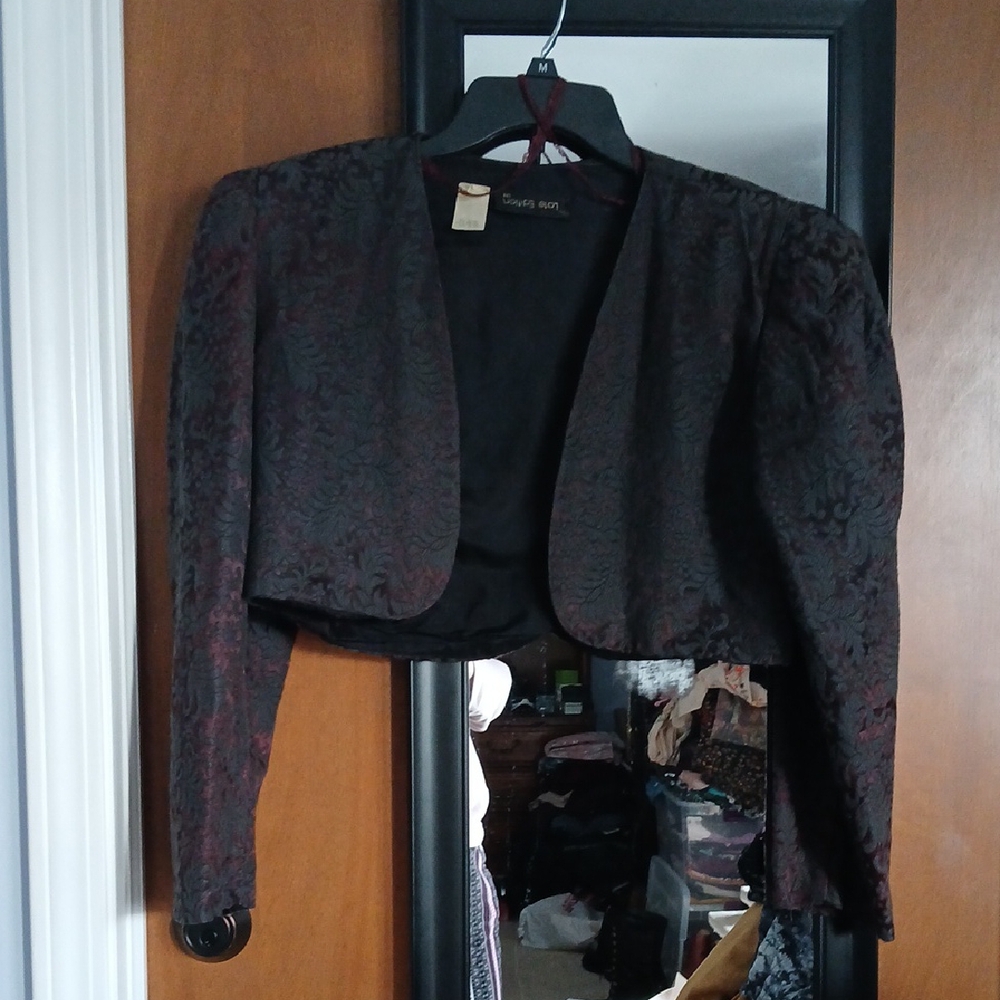 Vintage victorian steampunk goth cropped puff shoulder jacket M